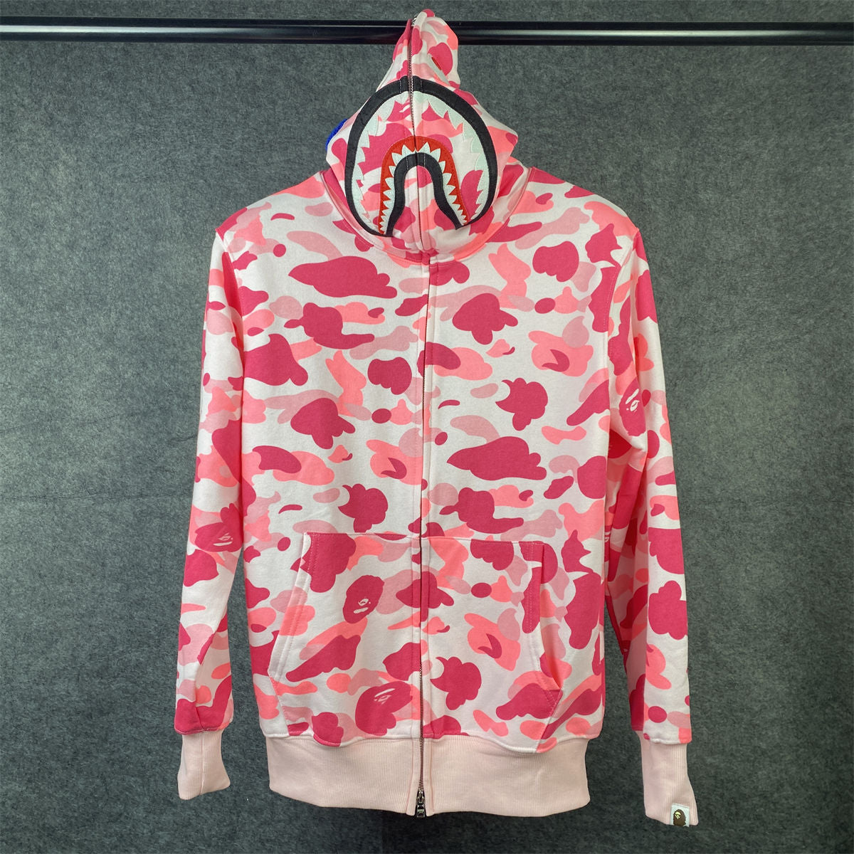 BAPE ABC Camo Shark Full Zip Hoodie 'Pink'