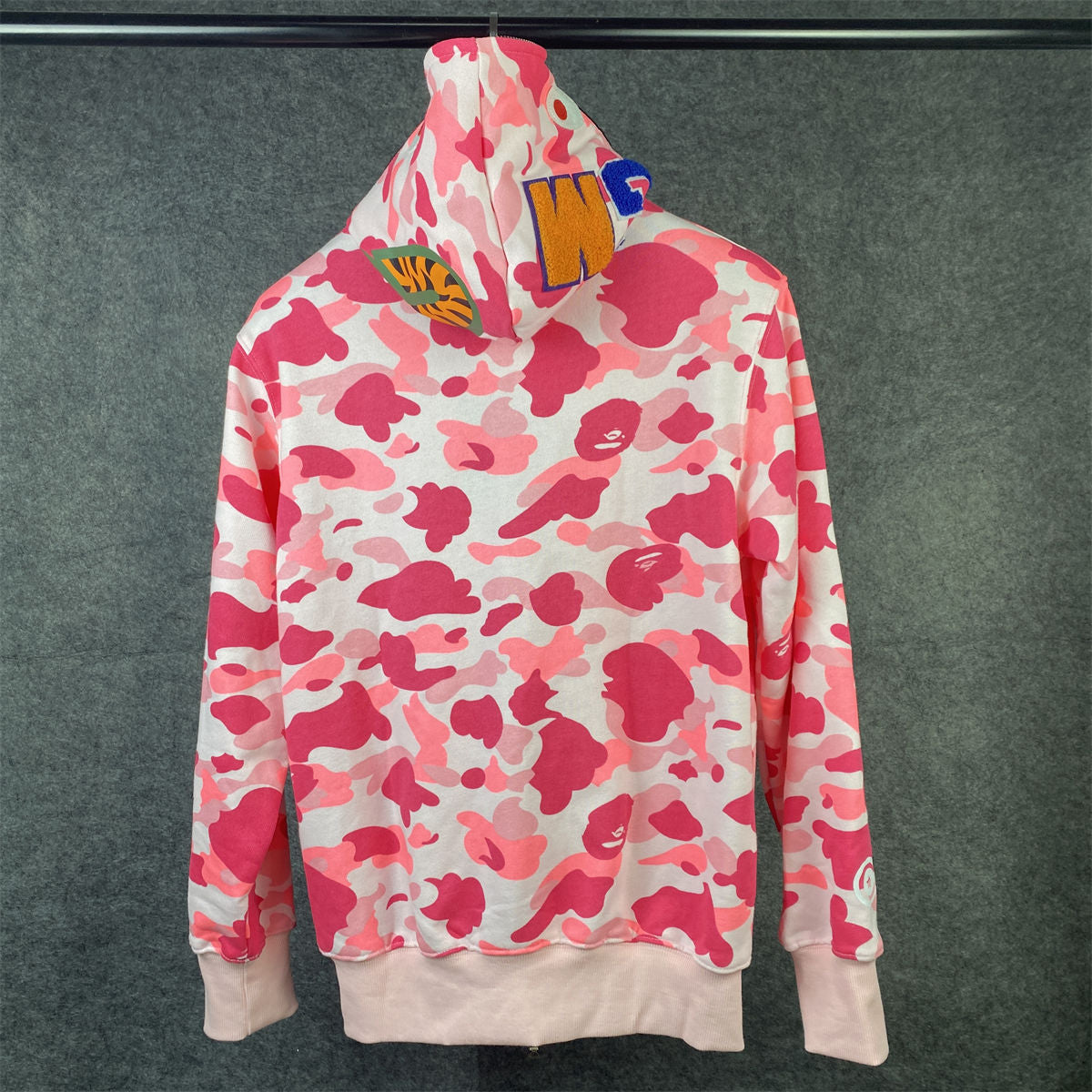 BAPE ABC Camo Shark Full Zip Hoodie 'Pink'