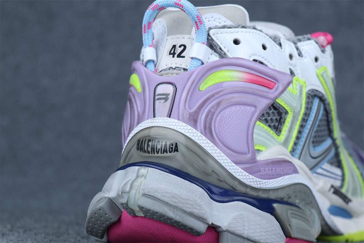 Runner Sneaker 'Grey Light Purple Neon Yellow'