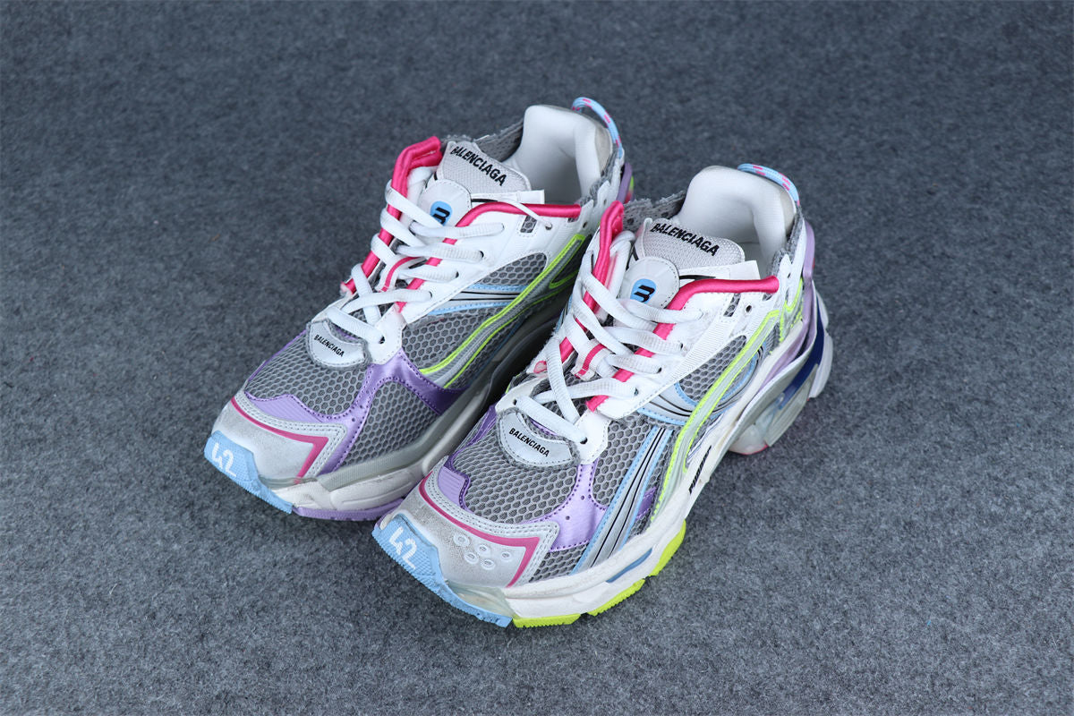 Runner Sneaker 'Grey Light Purple Neon Yellow'
