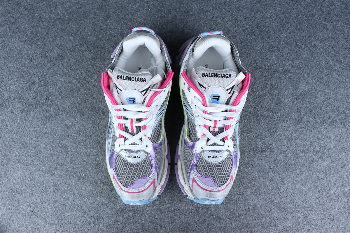 Runner Sneaker 'Grey Light Purple Neon Yellow'