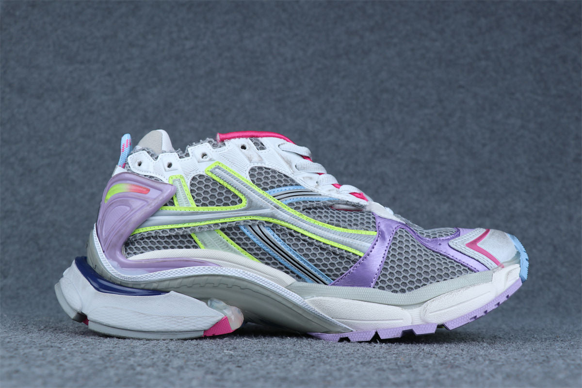 Runner Sneaker 'Grey Light Purple Neon Yellow'