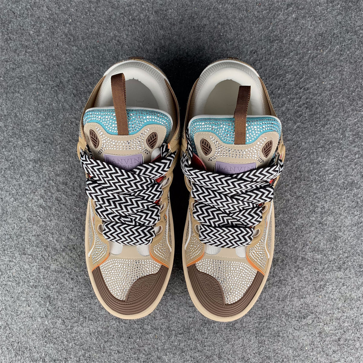 Lanvin Curb Sneakers 'Brown Rhinestone'