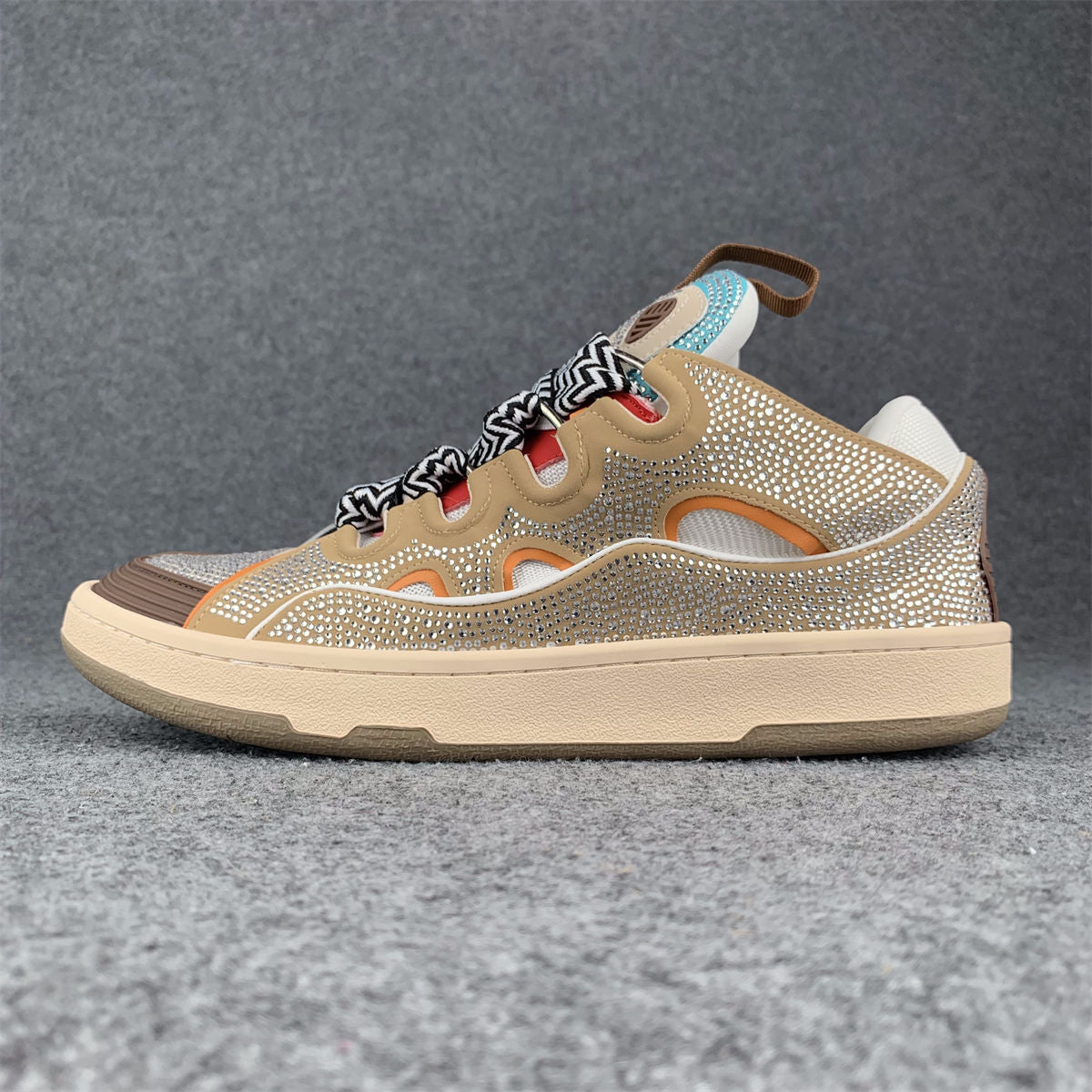Lanvin Curb Sneakers 'Brown Rhinestone'