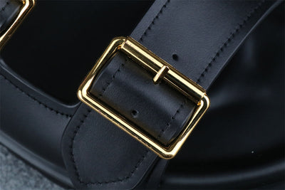 Prd Leather Dual-Buckle Slide Sandals