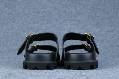 Prd Leather Dual-Buckle Slide Sandals