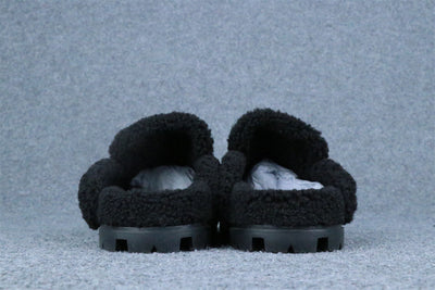 PRD Triangle Logo-Plaque Shearling Backless Loafer