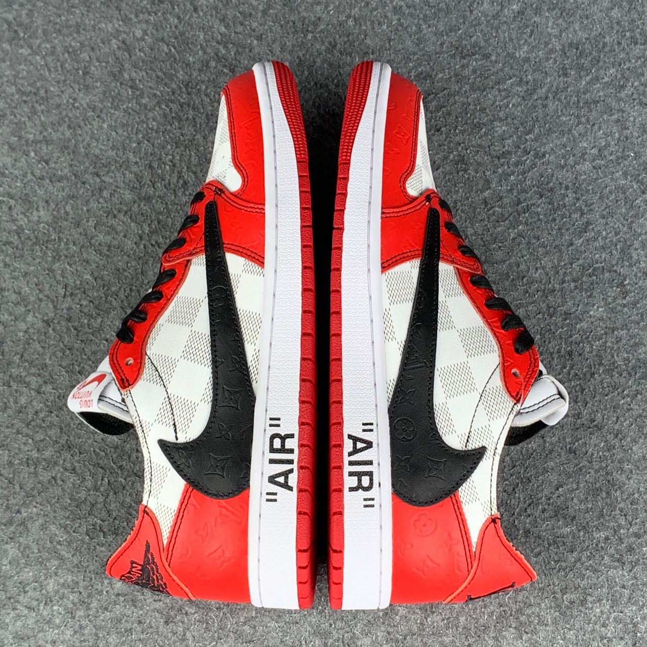 (Custom) LV X Air Jordan 1 'Rouge Grid'