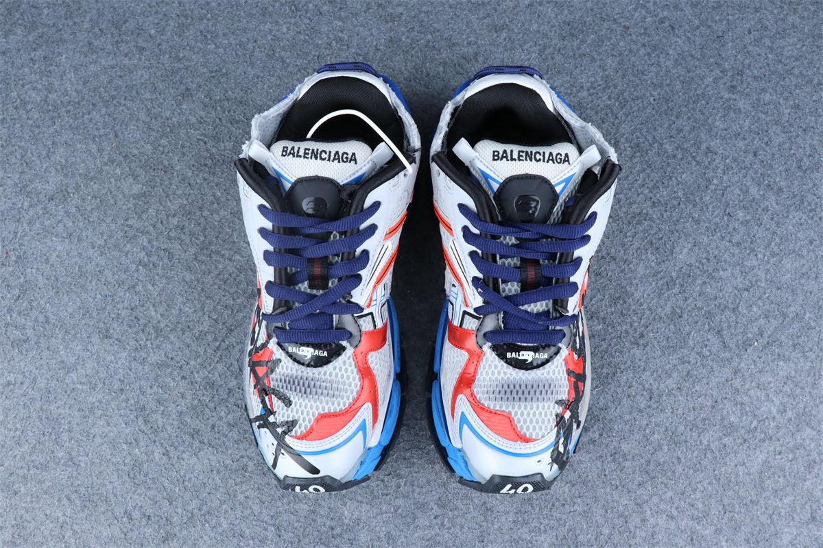 Runner Graffiti Sneaker 'Grey Red Blue'