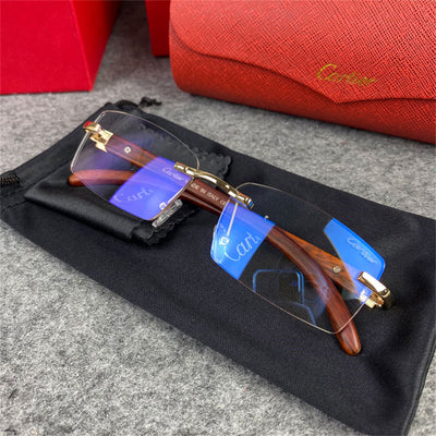 Vintage Wood Classic C Décor Platine Rimless Sunglasses
