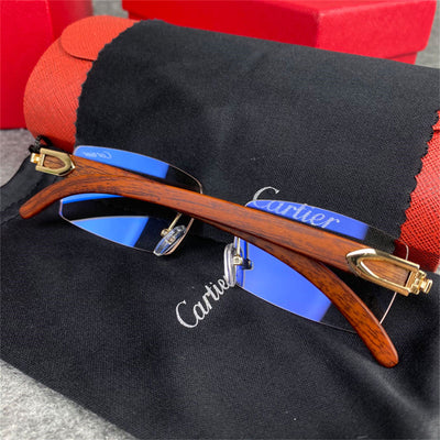 Vintage Wood Classic C Décor Platine Rimless Sunglasses