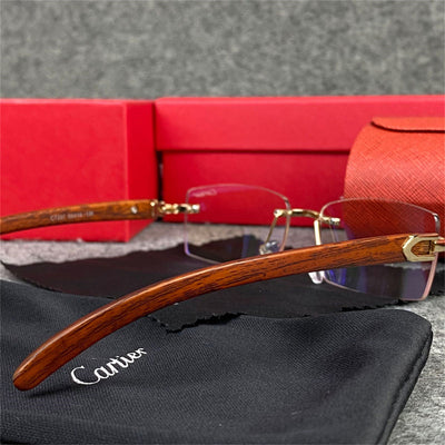 Vintage Wood Classic C Décor Platine Rimless Sunglasses