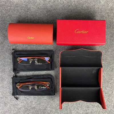 Vintage Wood Classic C Décor Platine Rimless Sunglasses