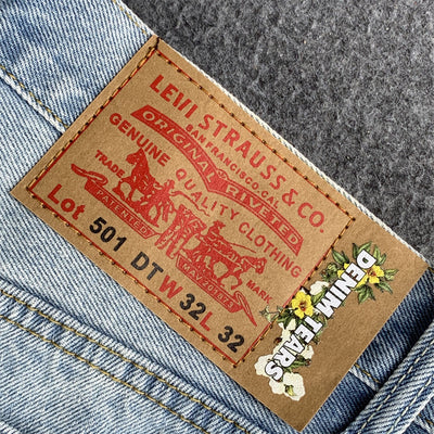 Levi's x Denim Tears The Cotton Wreath Print Straight Leg Jeans