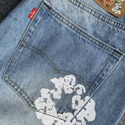 Levi's x Denim Tears The Cotton Wreath Print Straight Leg Jeans